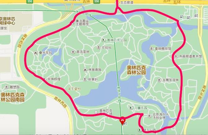长风公园跑步路线图片