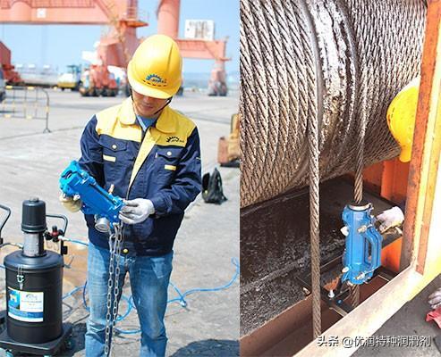 对于这种落后的加油方式,我们可以改用自动加脂系统,如威润玛钢丝绳加