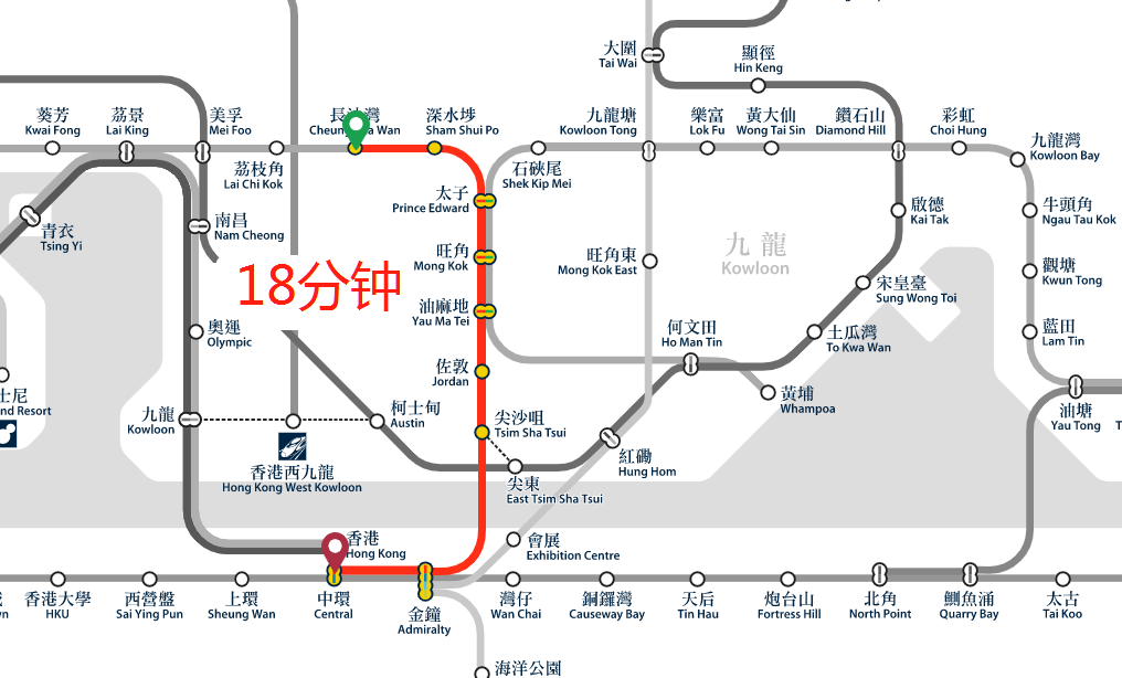 香港地铁沙中线线路图图片