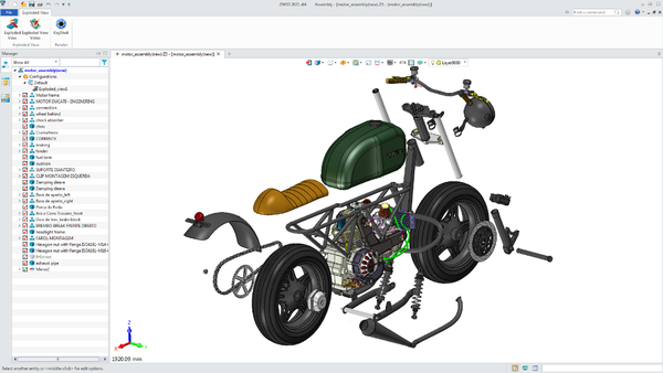 中望3d 2021—摩托车模型爆炸视图