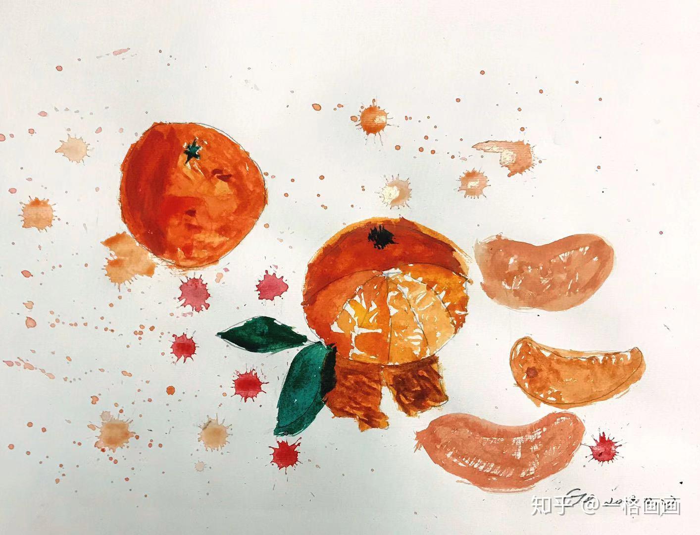 一格画画少儿美术教育学院翟悦希小学员水彩绘画作品橘子6岁