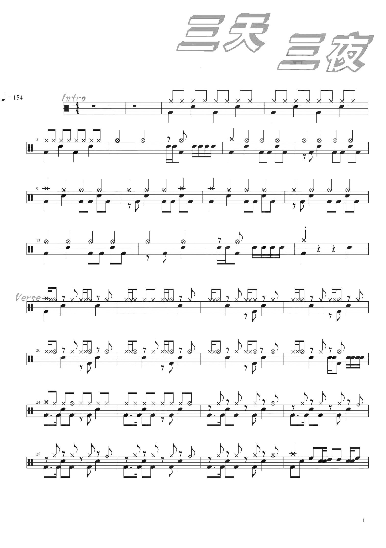 张惠妹三天三夜高清鼓谱完整版无鼓伴奏