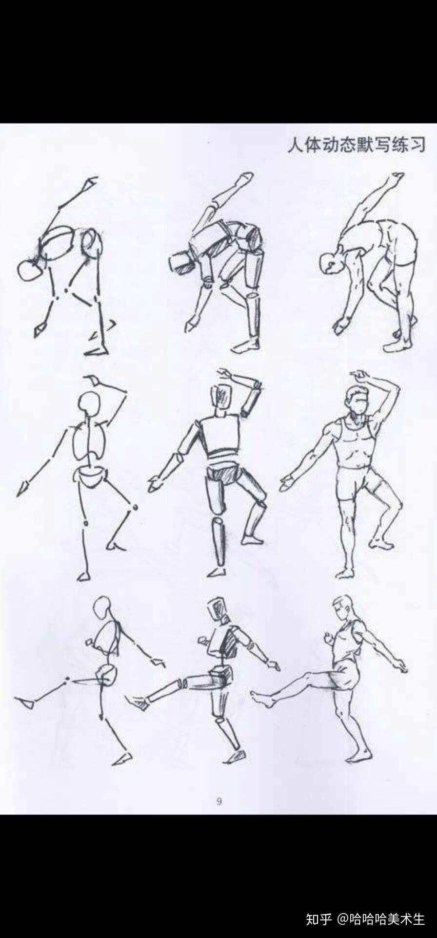 动态速写要以熟悉和掌握人体基本结构和运动规律为基础,通过运动的