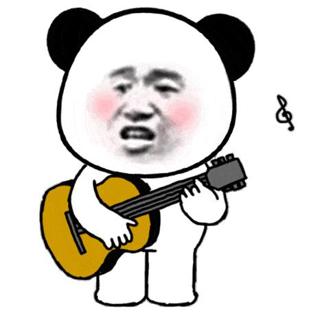 熊猫头伤心流泪弹吉他图片