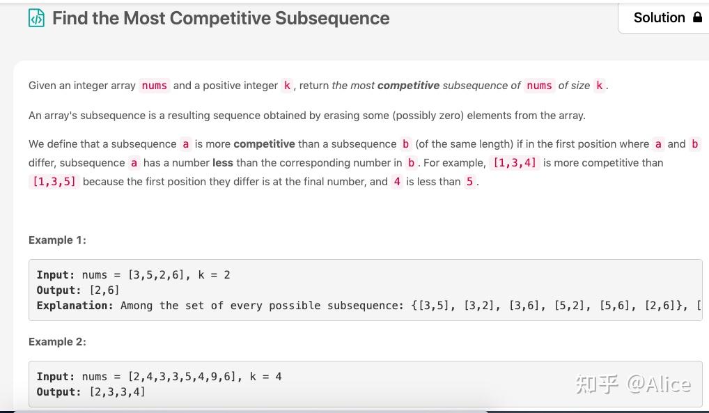 111. 最有竞争力的子序列（Find the Most Competitive Subsequence） - 知乎