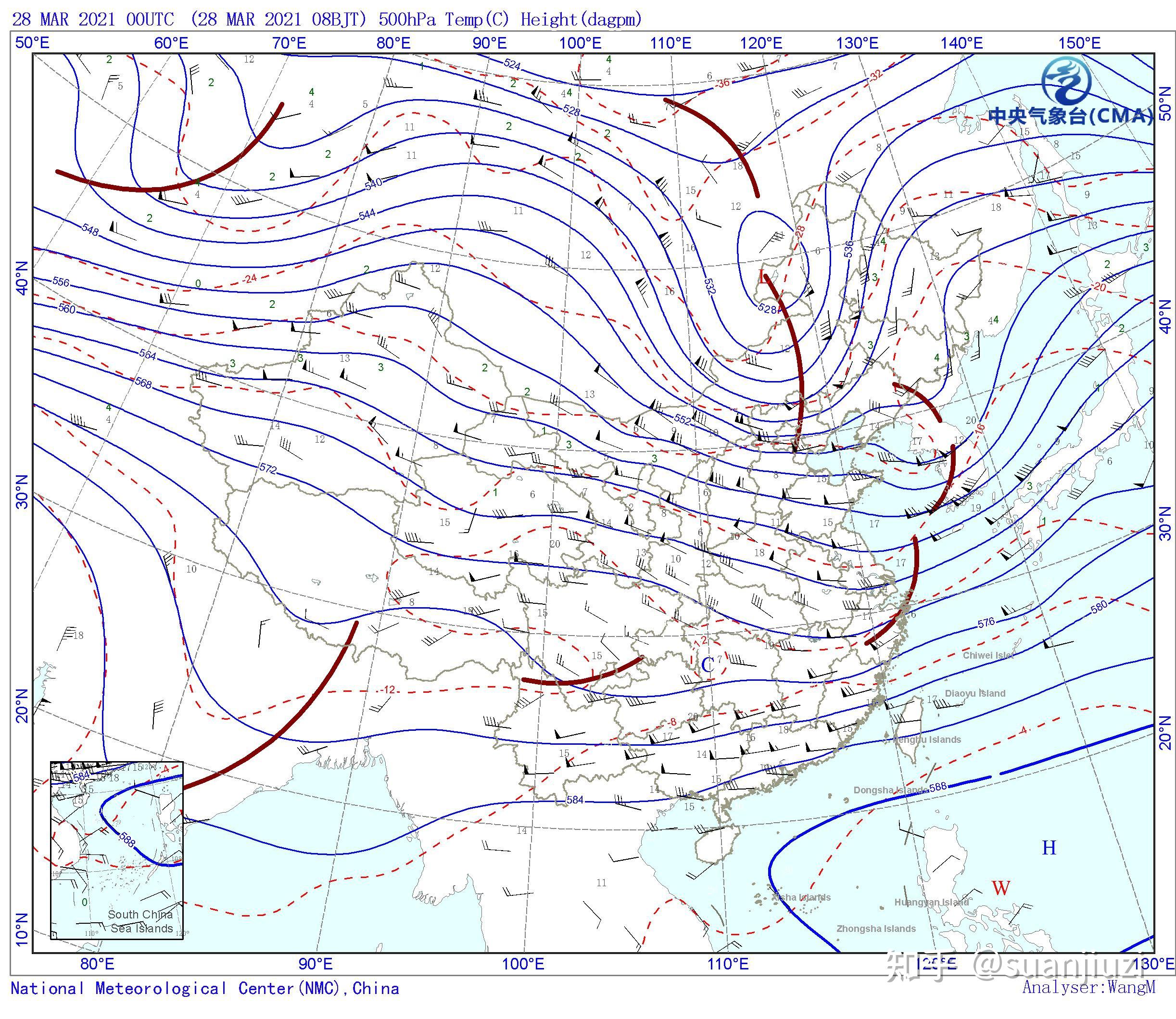 在高空槽和地面蒙古气旋的影响下,3月28日北京早晨和上午黄沙弥漫