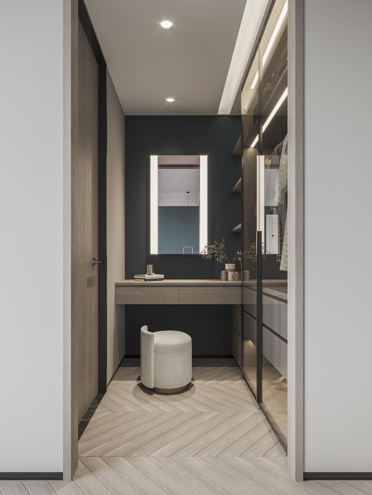 一,卫生间门口定制l型衣柜