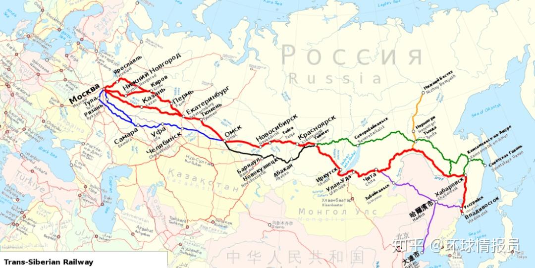 西伯利亚大铁路路线图图片