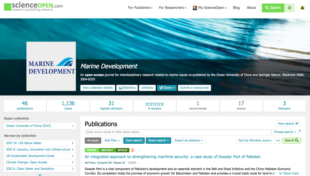 Scienceopen 欢迎Marine Development加入ScienceOpen - 知乎