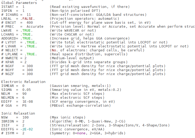 Incar Script DFT新手入门:VASPKIT生成模版INCAR - 知乎