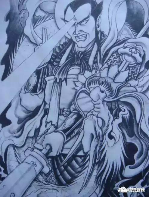 我是雕刻师--素描手稿第四期:二郎神纹身手稿