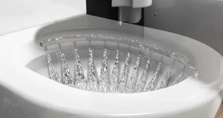 图源网络④ 对冲出水马桶左右两侧各有一个出水孔,出水力度大,能将