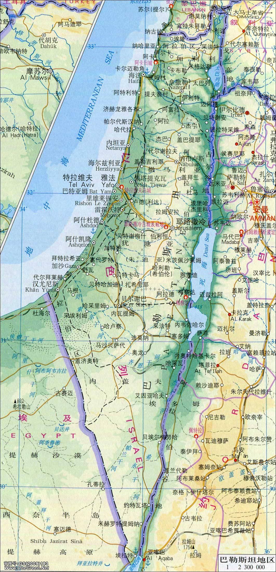 以色列地图,巴勒斯坦地图,黎巴嫩地图中文版全图 - 世界地图全图 - 地理教师网