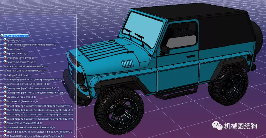 汽車轎車uaz越野吉普車模型3d圖紙f3dstep格式