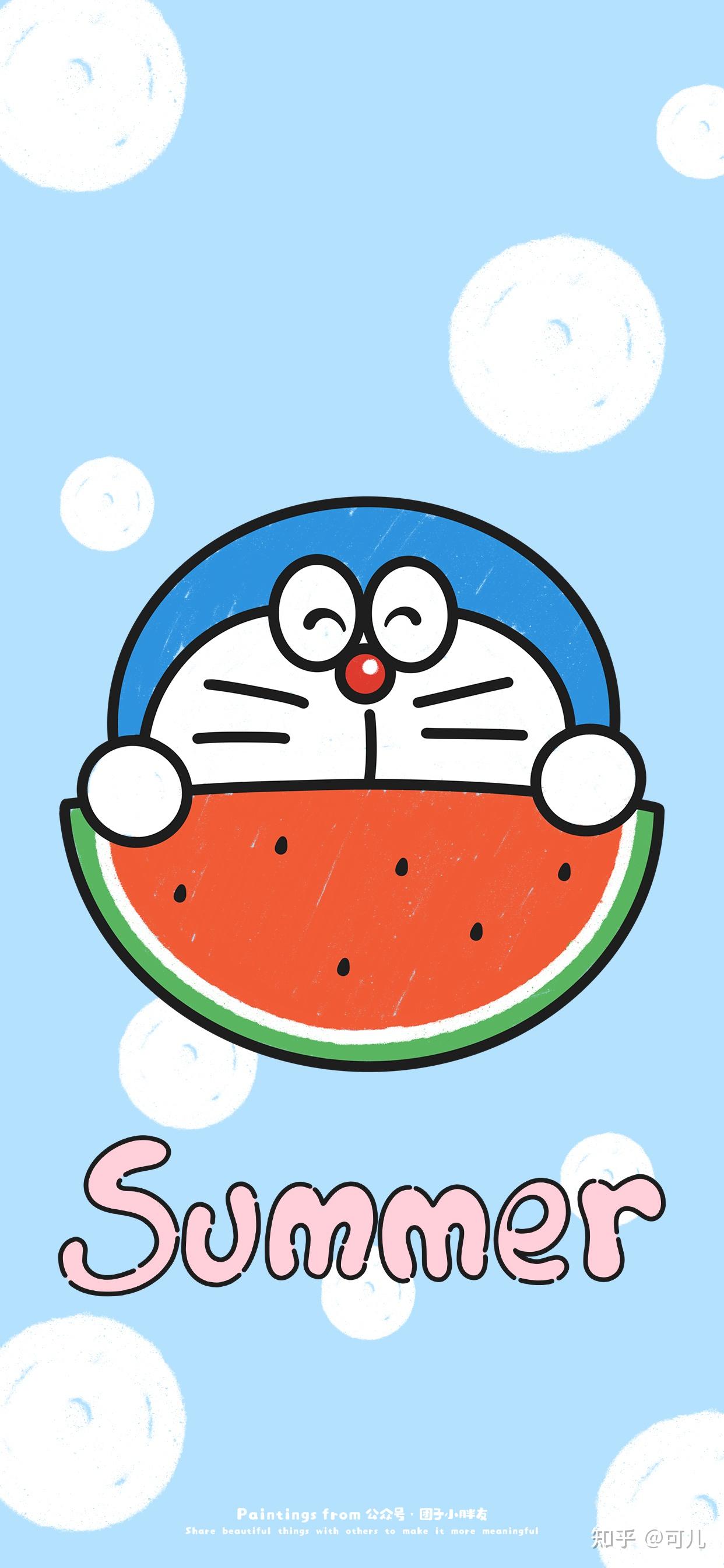 一组超nice的哆啦a梦·夏天西瓜壁纸