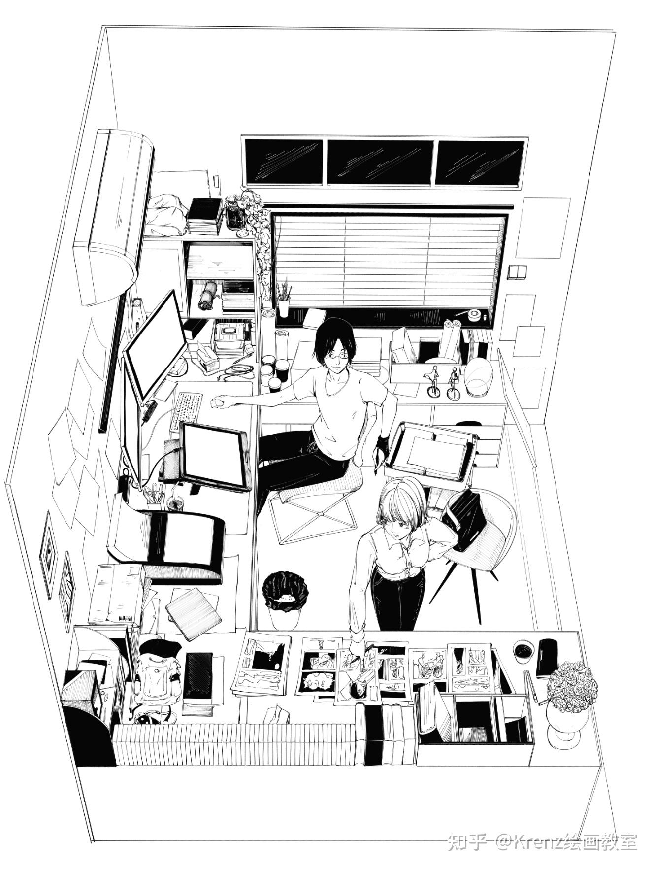 素描画2点 13 条两点透视素材点子，即刻收藏| 透视绘画、透视图、建筑以及更多