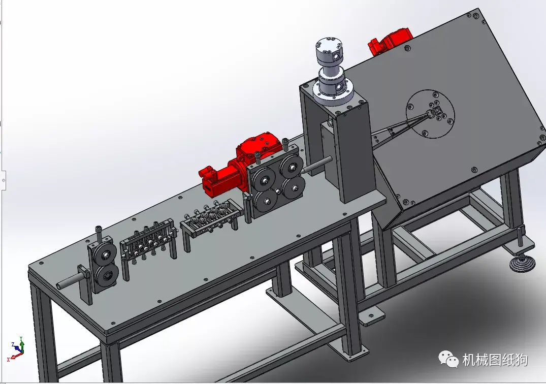 工程機械線彎曲矯直機3d數模圖紙solidworks設計