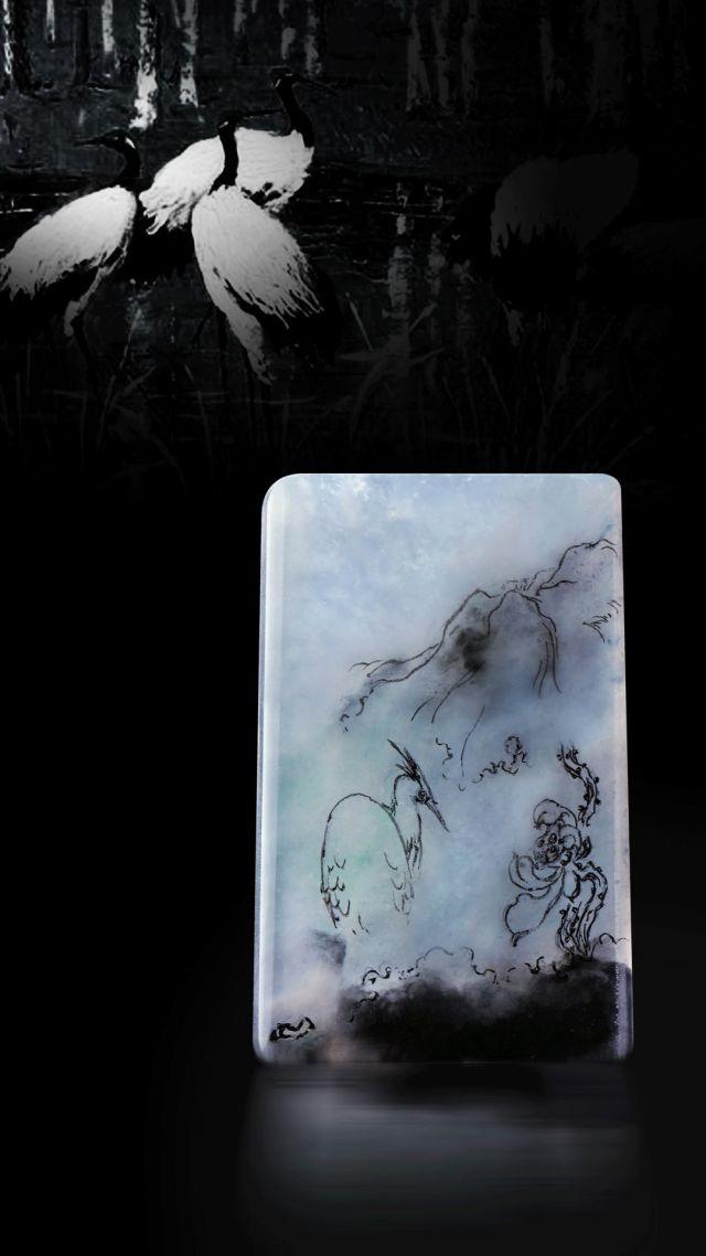 水墨入玉如画翡翠水墨料素材鉴赏