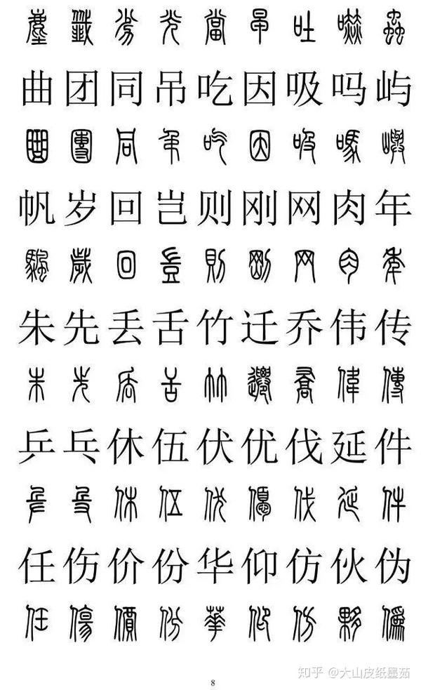 包含有2500个篆书字体的对照表,一口气我全放这里了,建议收藏起来 - 知乎