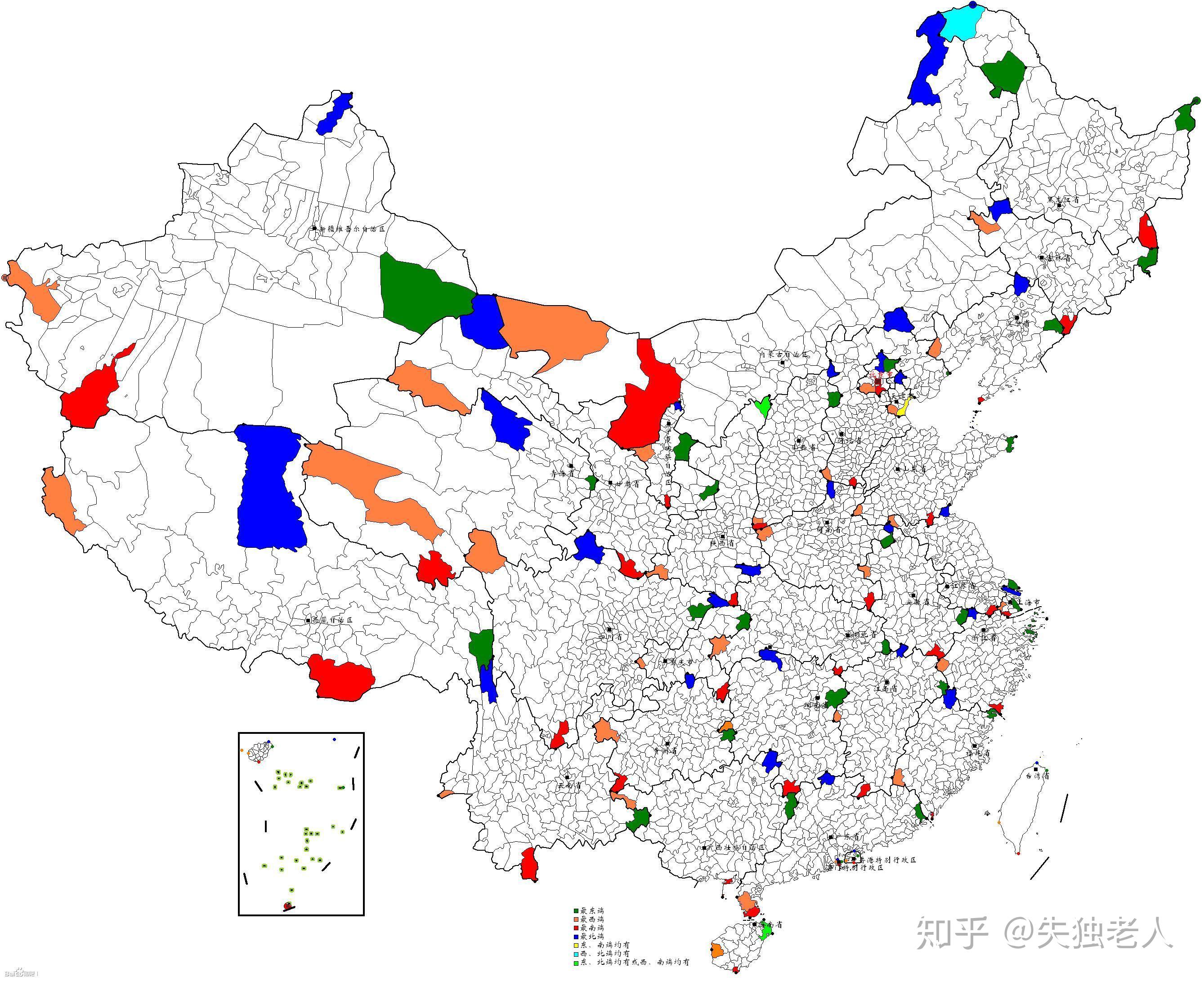 中国各省"四至点"与地理几何中心一览 知乎