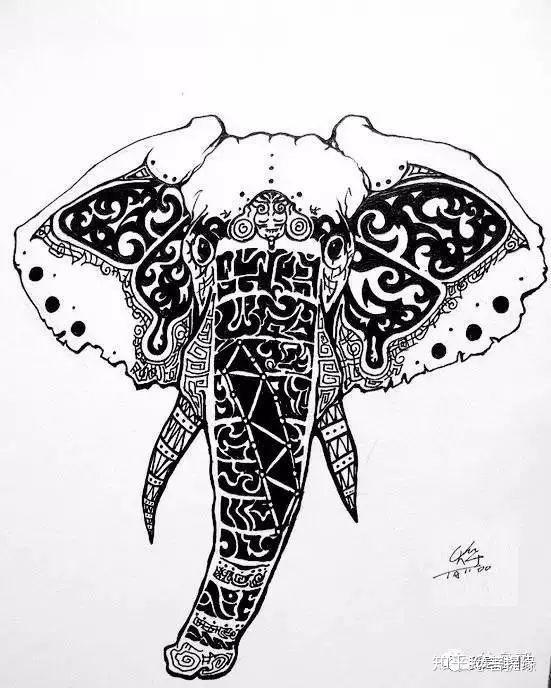 我是雕刻师素描手稿第六期大象雕刻素材
