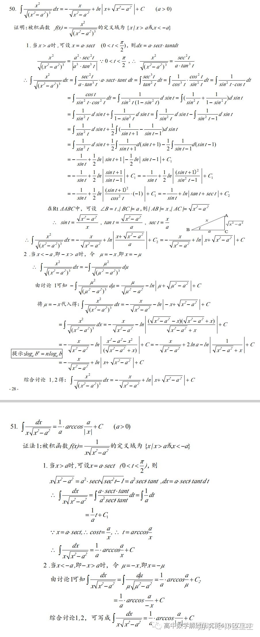 积分表:127个公式的推导 - 知乎