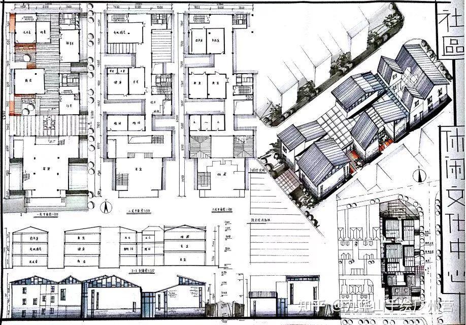 參考快題現狀樓群是青瓦坡屋頂,灰磚牆體承重的單層建築,我們最大限度