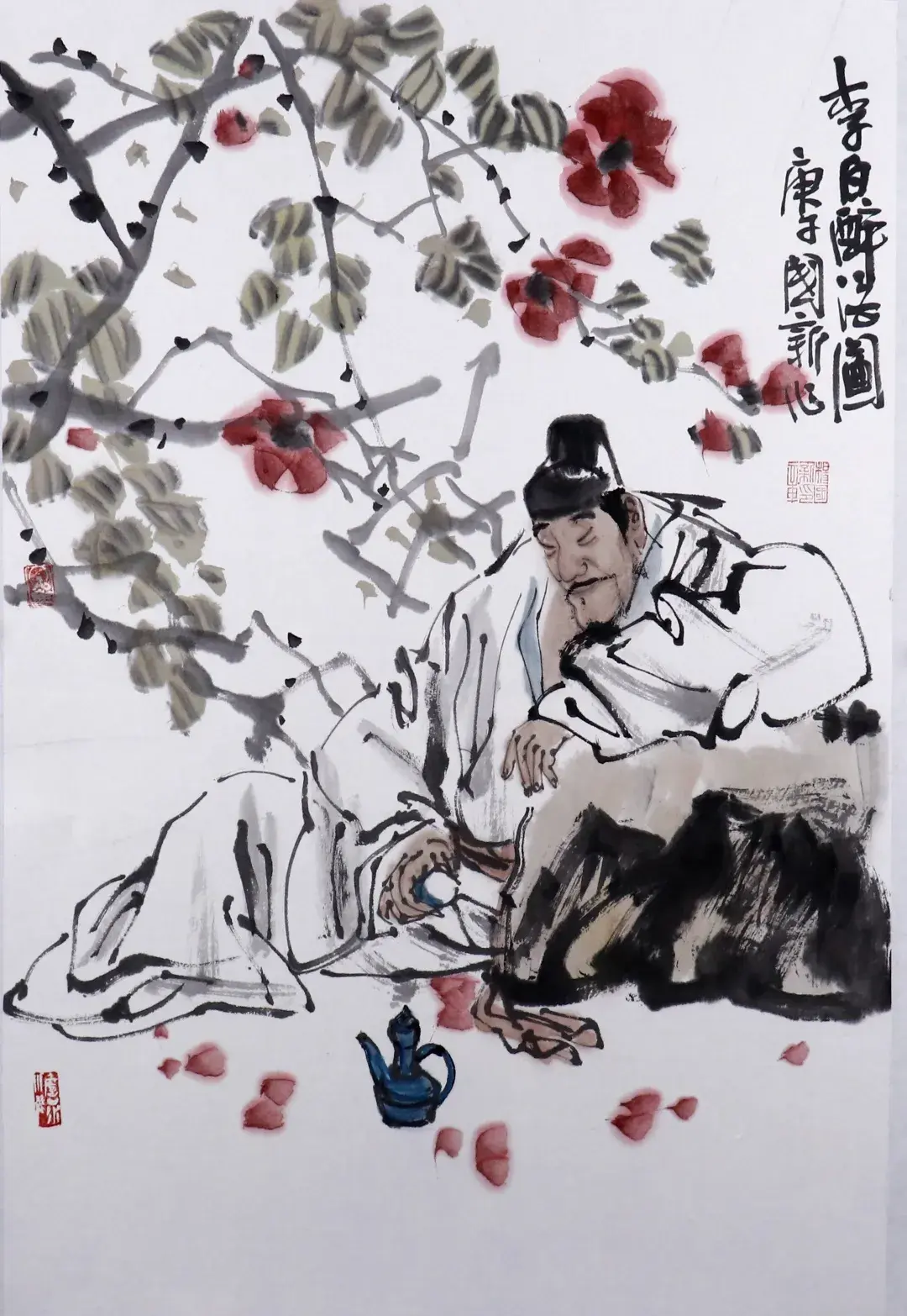 中国画 《李白醉酒图》 45x68cm  2020年