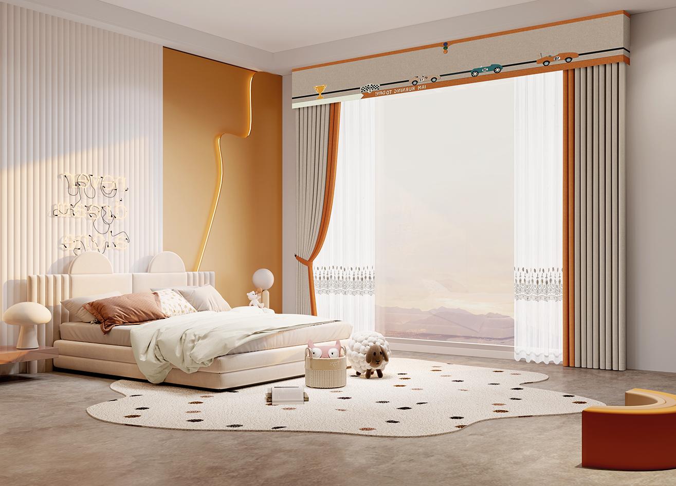 现代儿童卧室窗帘效果图 – 设计本装修效果图