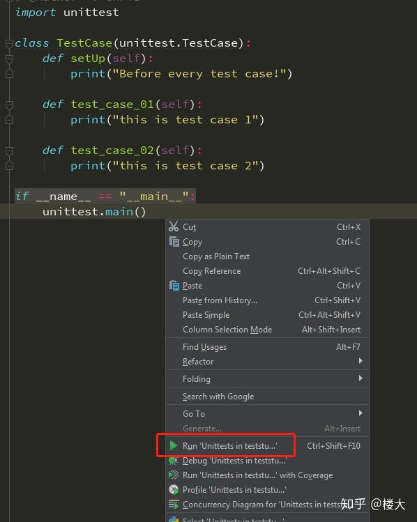 PyCharm上unittest 测试用例两种执行方式 - 知乎