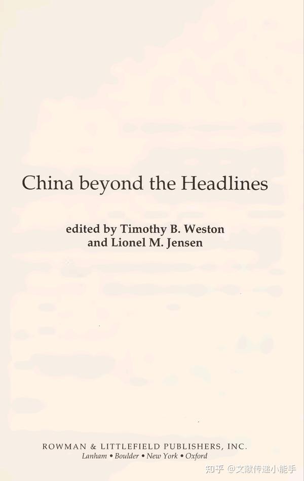 头条之外的中国,英文版, Beyond The Headlines Edited By Timothy B. Weston And ...