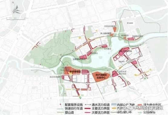 依托燕子湖国际会展中心,自然博物馆等已有公共空间