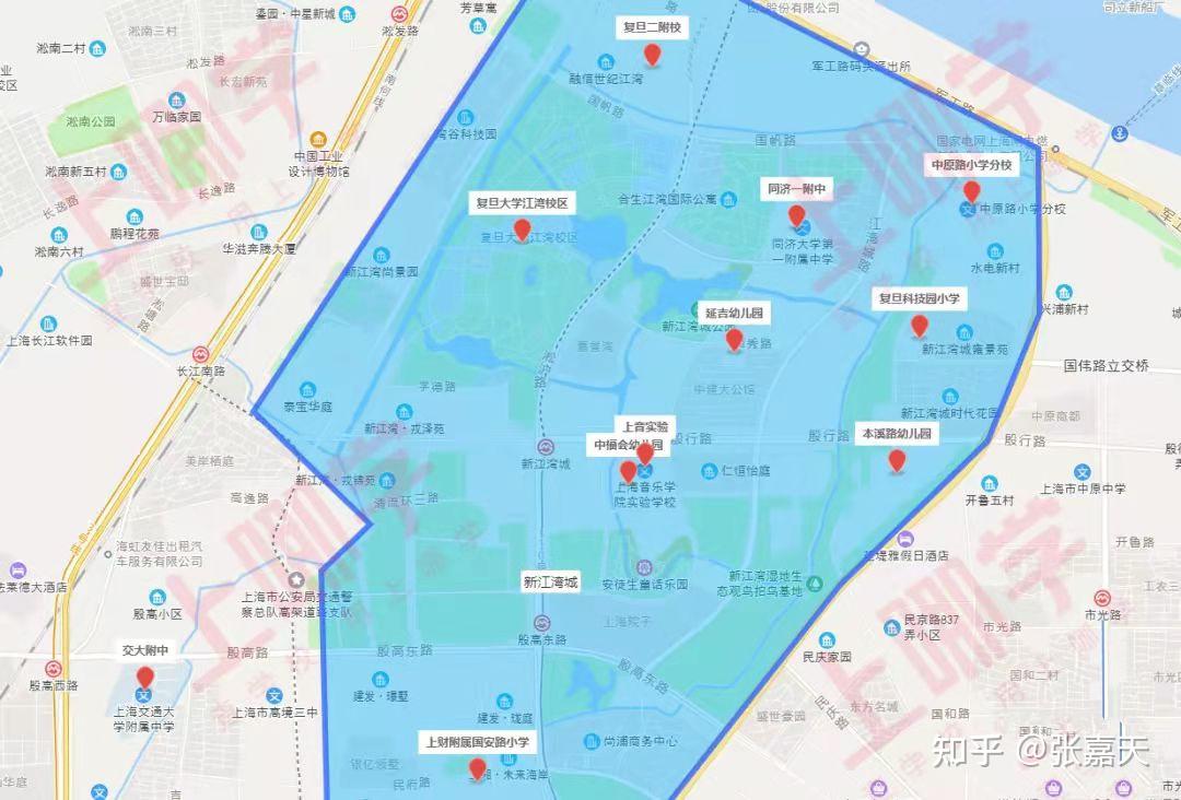 片區內部分學校:復旦大學江灣校區,同濟一附中,復旦二附校,上音實驗