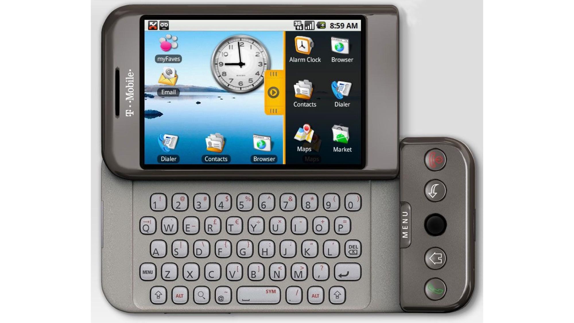 后来,我们推出了世界第一款android手机,2007年的htc g1,不错,见过