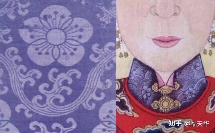 落花流水纹又称曲水纹,是花朵飘零于水波之上的四方连续图案,颇有"