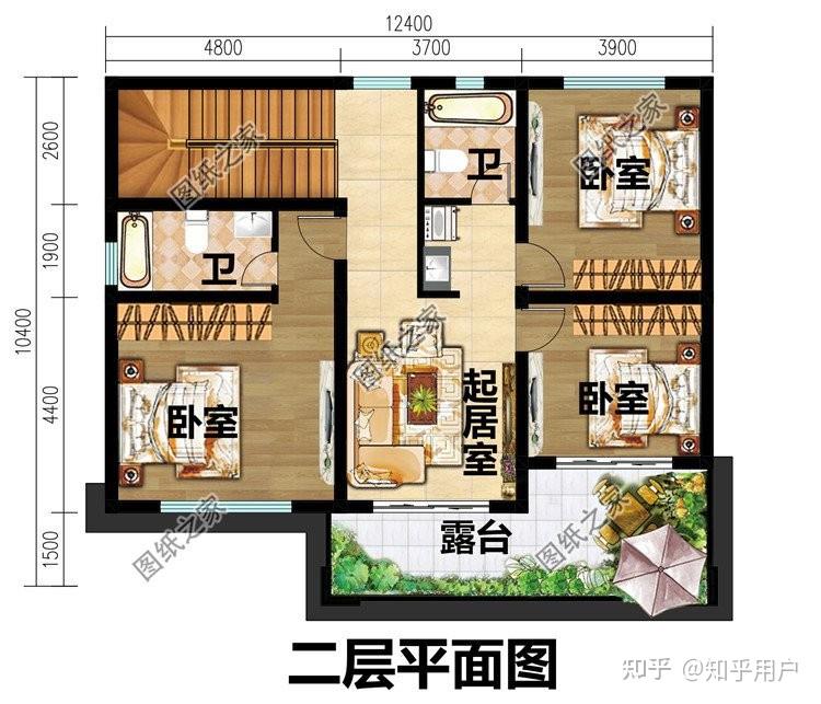 第一款:農村二層自建房設計圖以及戶型圖,帶獨立堂屋的別墅設計