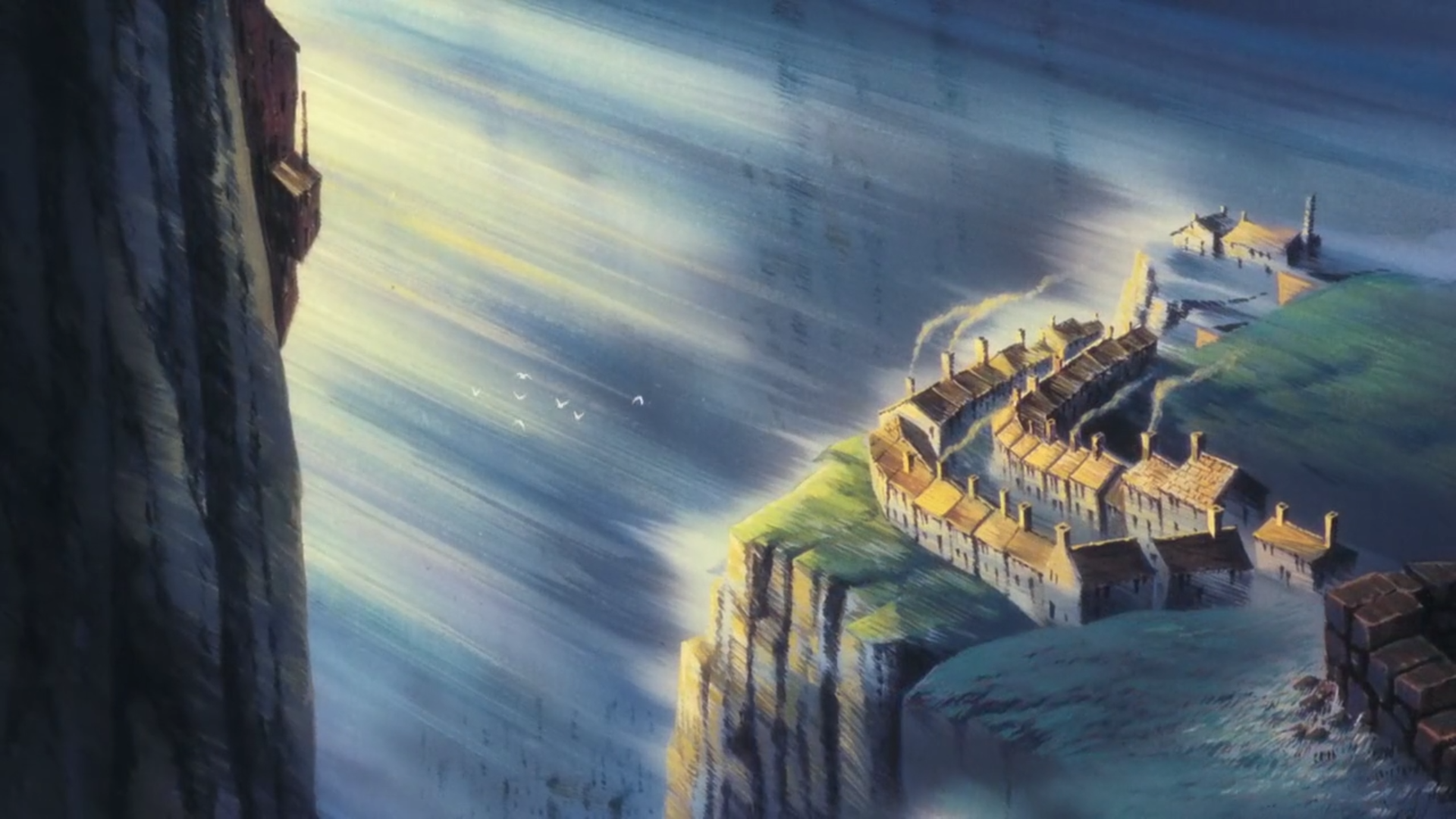 手绘日系动漫背景画-天空之城（水彩）_哔哩哔哩_bilibili