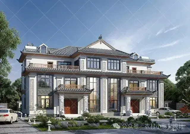 三层新中式兄弟双拼别墅效果图,30套农村双拼农村自建房别墅 - 知乎
