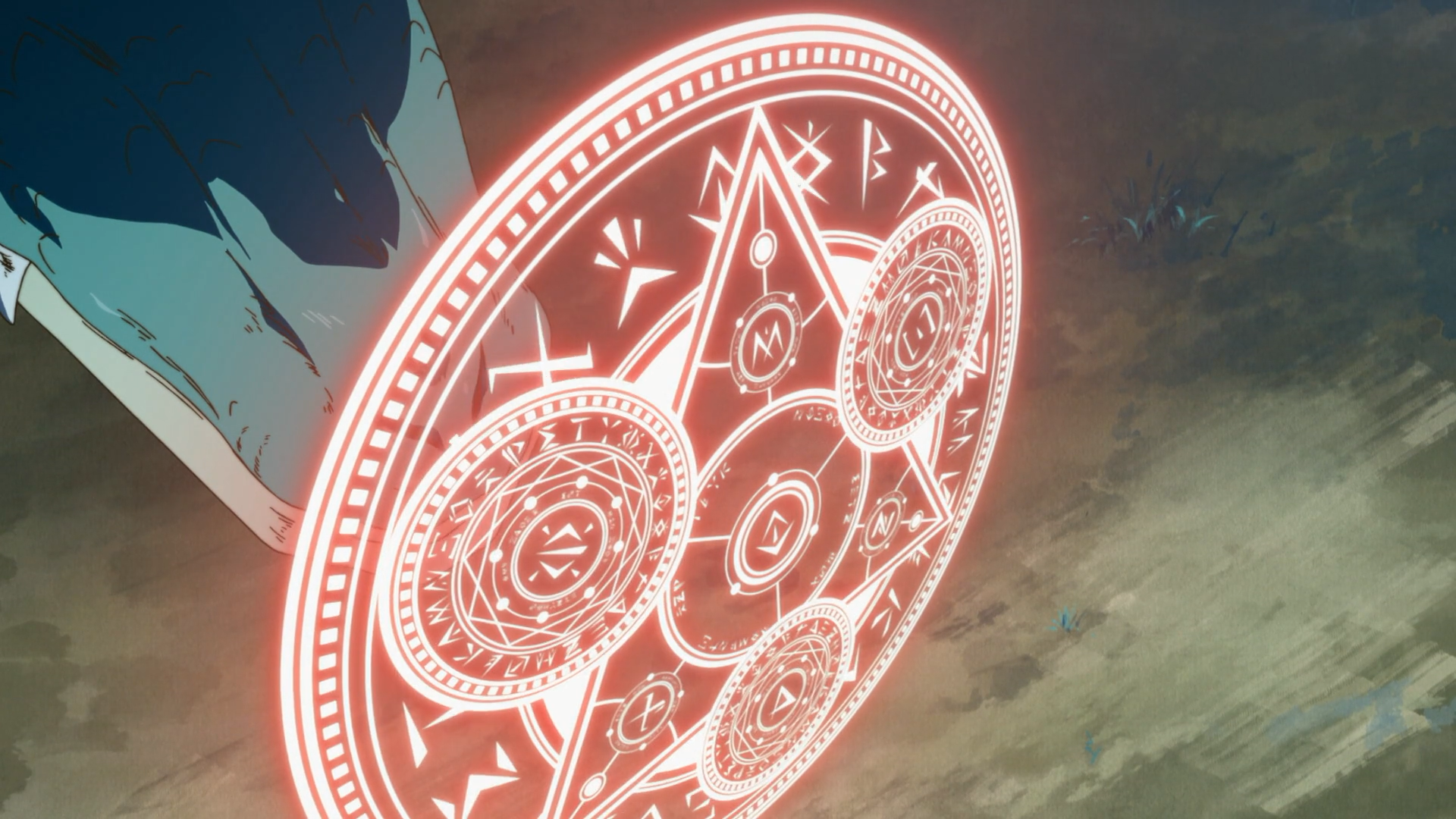 动画中的魔法文字是成系统的,主要出现在魔法阵,每个人的魔法阵是不同