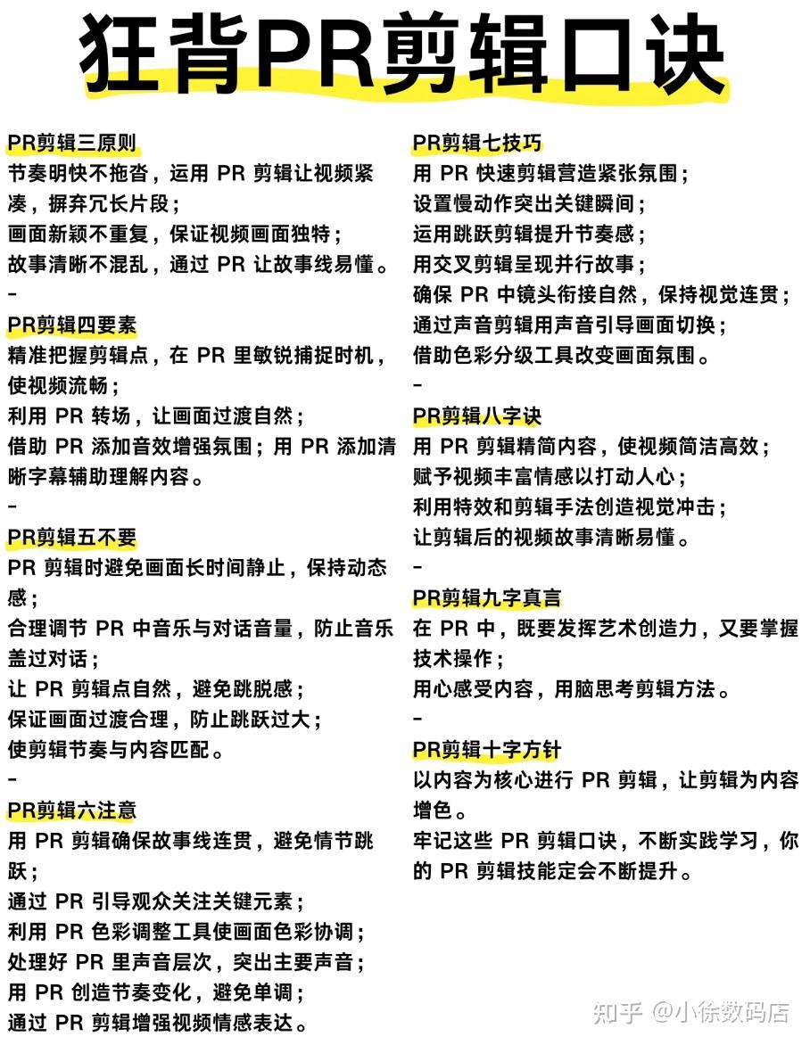狂背PR剪辑口诀 - 知乎