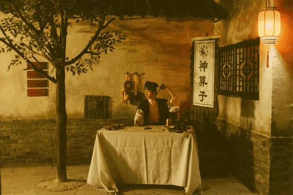 工作人员饰神算子与玩家互动