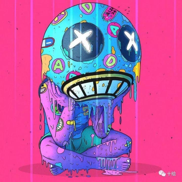 迷幻叛逆的赛博朋克风插画,酷到没朋友!