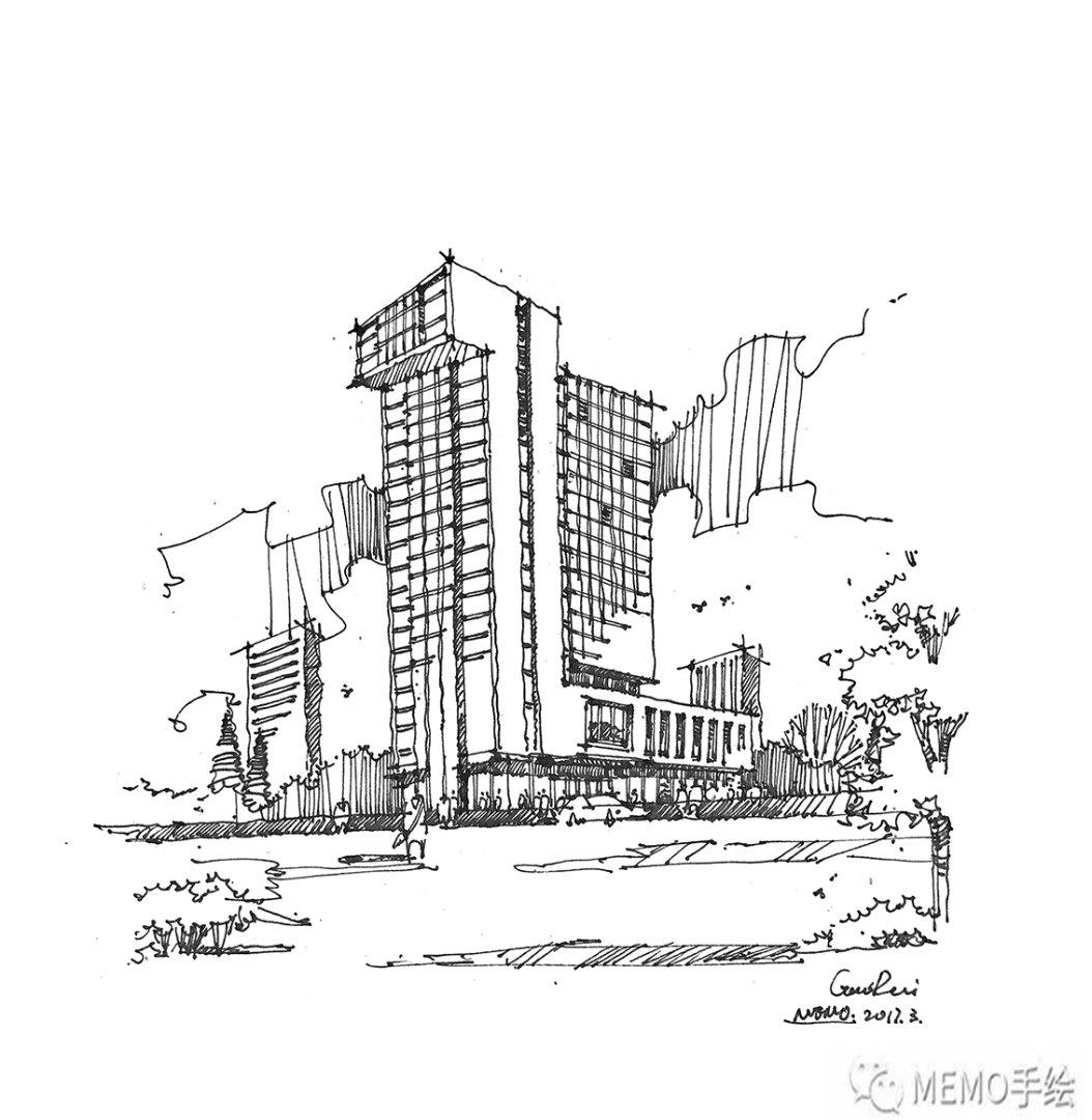 手绘教程|学习手绘商业写字楼