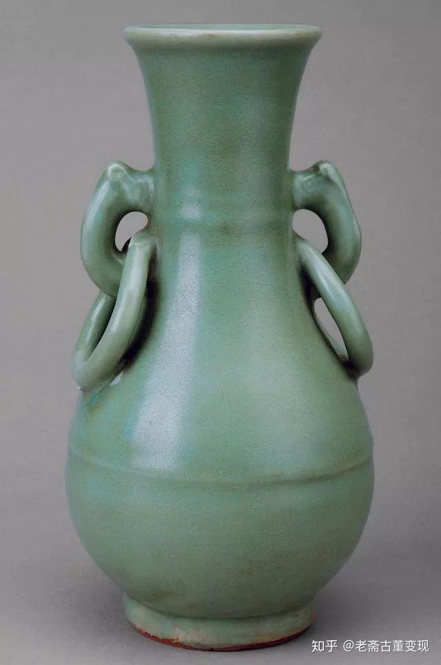 旧家蔵出『南宋 龍泉窯梅子青釉長頸瓶 共箱』 陶芸 中国陶瓷