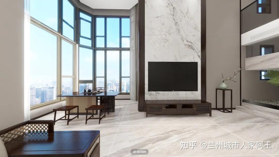 设计效果丨御景东方480㎡新中式，传统元素与现代设计的融合 - 知乎