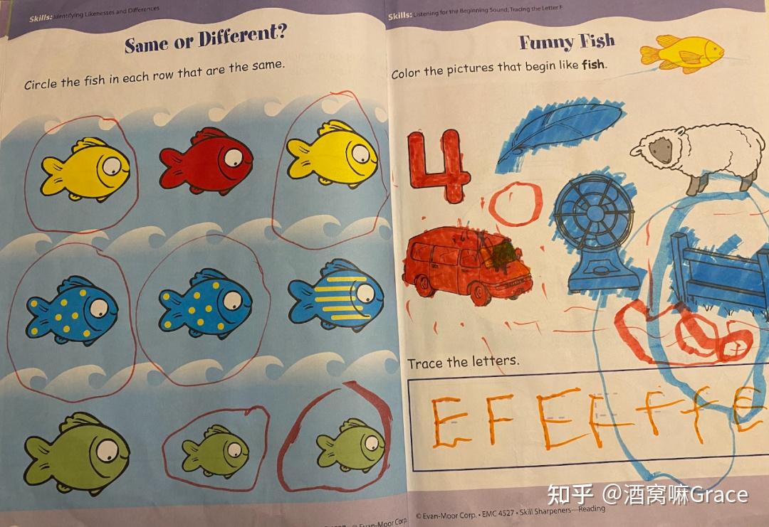 funny fish寻找相同的首字母音的单词,如果没有学过letter sound敌