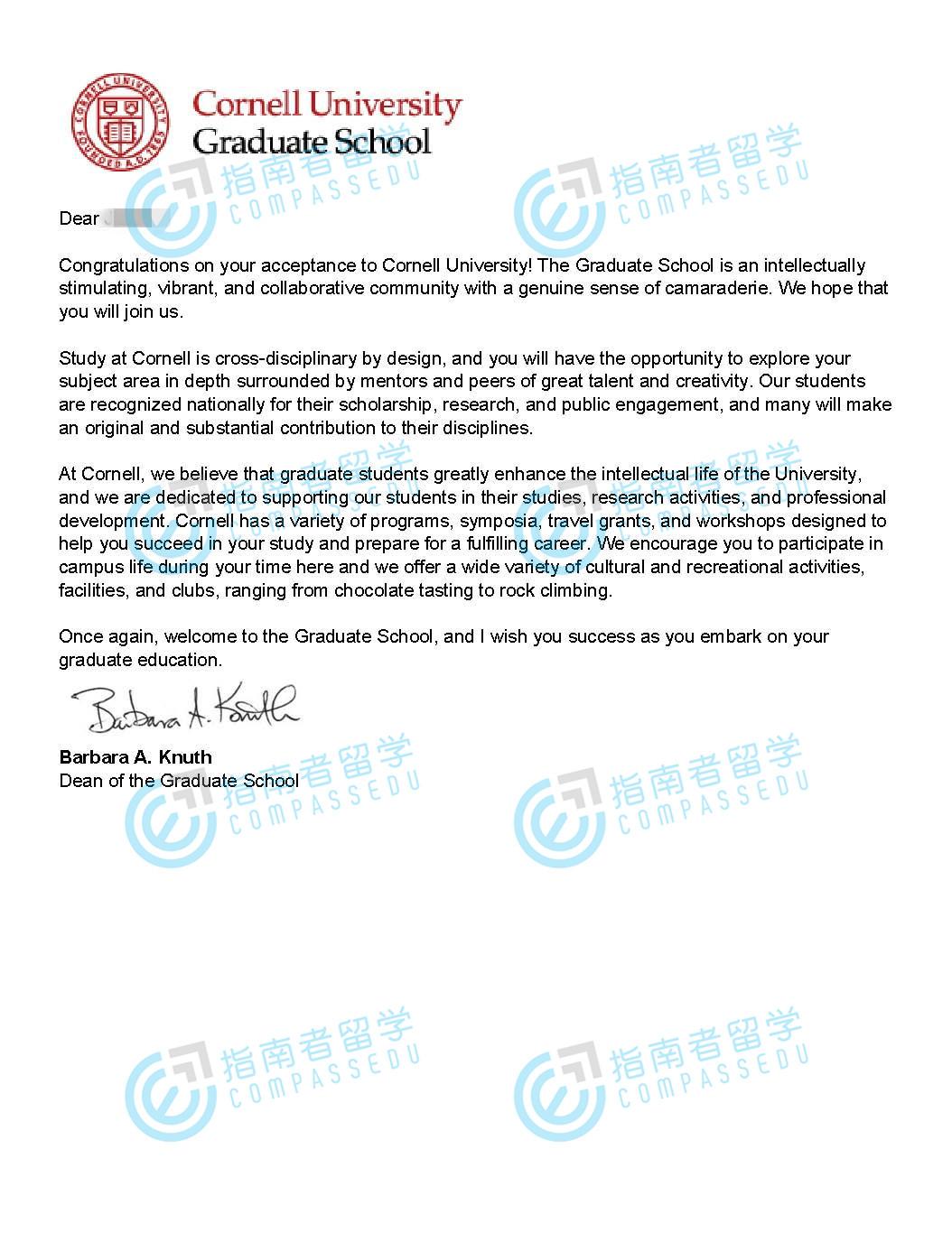 康奈尔大学材料科学与工程系研究生offer一枚