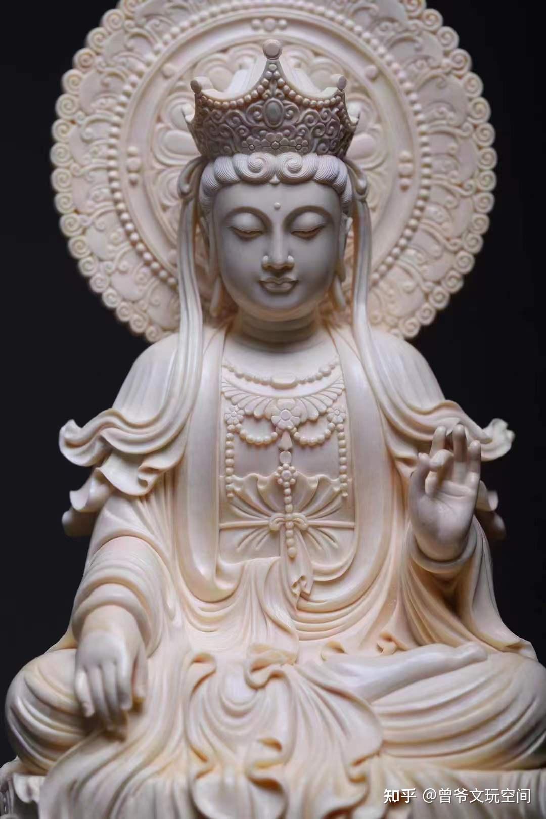 10年文玩人科普猛犸牙雕制品德王观音菩萨摆件传说