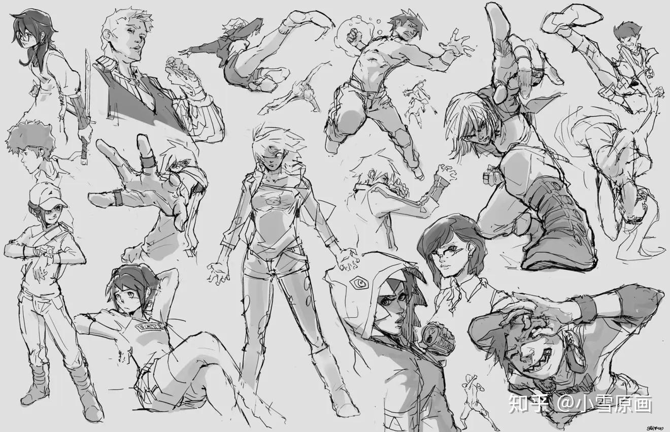 板绘学习板绘线稿超燃打斗绘画动作参考