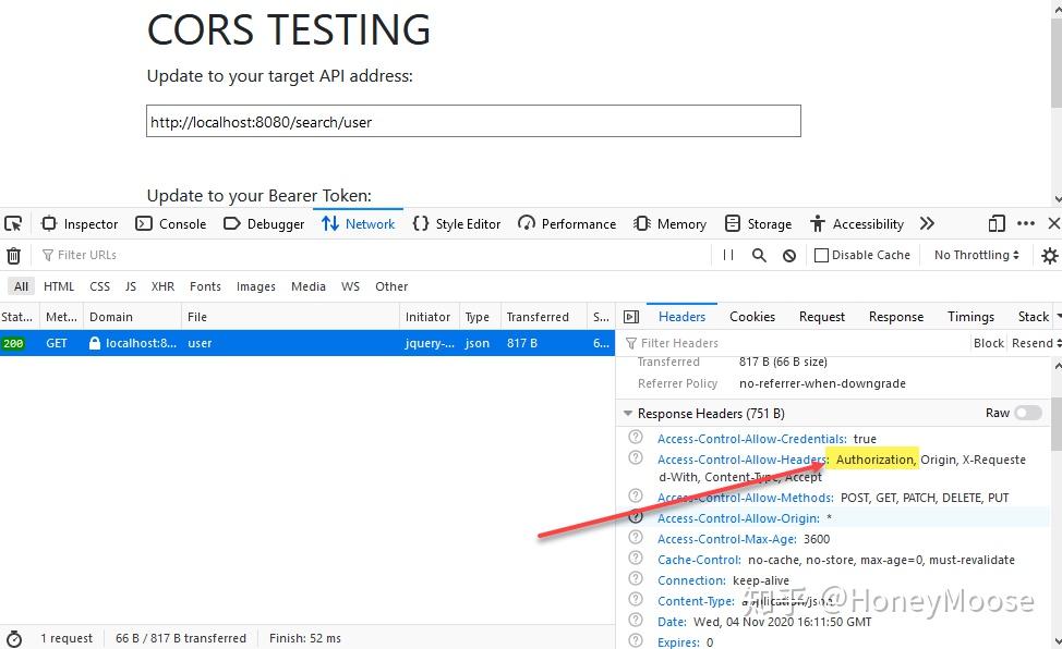CORS 测试 提示错误 Reason header authorization 知乎